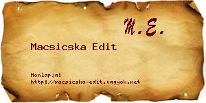 Macsicska Edit névjegykártya